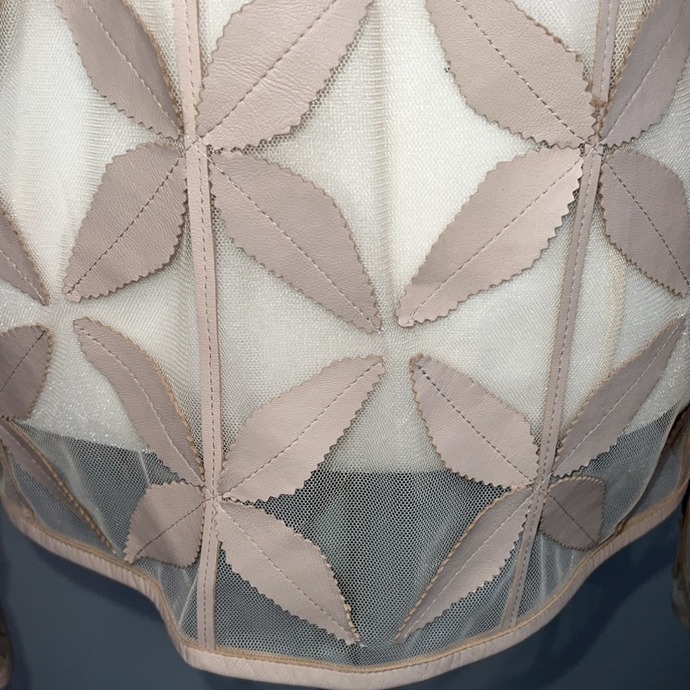 🌟VINTAGE NWOT BAGATELLE LEATHER NEW LEAF MESH JACKET IN ECRU SIZE L - Picture 13 of 16